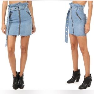 Grlfrnd Ava Strap Me In Denim Jean Mini Skirt Paperbag 90s Sz 31